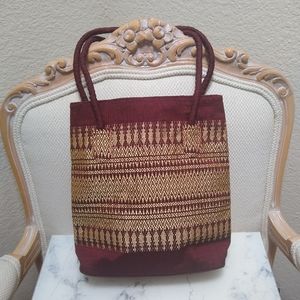 New Vintage 90s Silk Embroidered Tote Bag